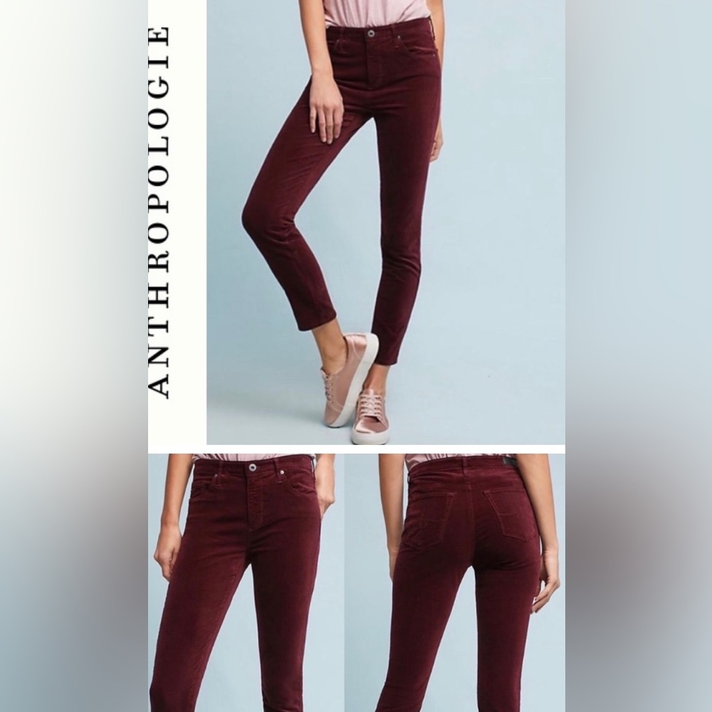 Anthropologie AG The Stevie Ankle Jeans Womens Skinny Velvet Wine  Size 29